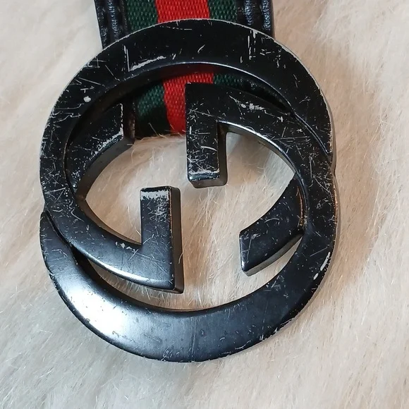 Gucci Elegant Black/ Red/Green  Belt  121282 0959 80 32 - Picture 4 of 8